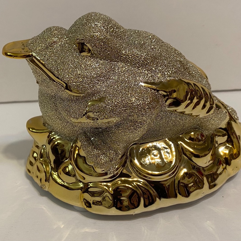 Fortune Gold Money Coin Frog Toad ceramic Feng Shui Decoration Charm of prosperi